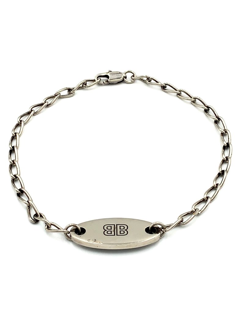 Balenciaga Everyday Plate Metal Silver Bracelet